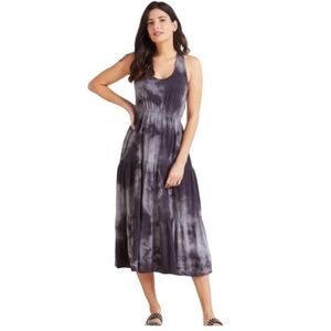 Sundry for Evereve Purple and Gray Tie-Dye Midi Dress